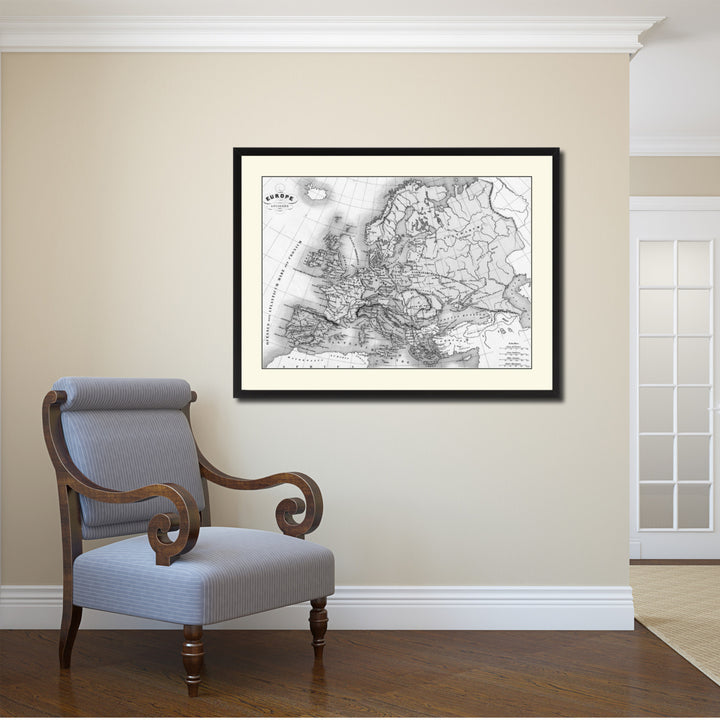 Ancient Europe Vintage BandW Map Canvas Print with Picture Frame  Wall Art Gift Ideas Image 2