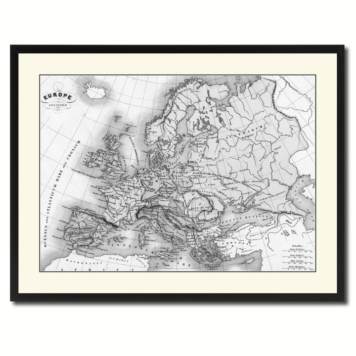 Ancient Europe Vintage BandW Map Canvas Print with Picture Frame  Wall Art Gift Ideas Image 3