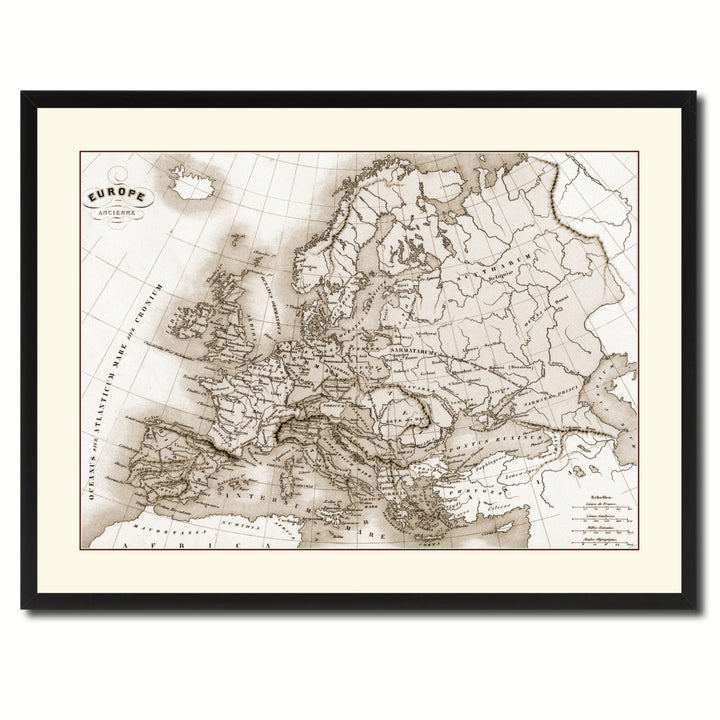 Ancient Europe Vintage Sepia Map Canvas Print with Picture Frame Gifts  Wall Art Decoration Image 3