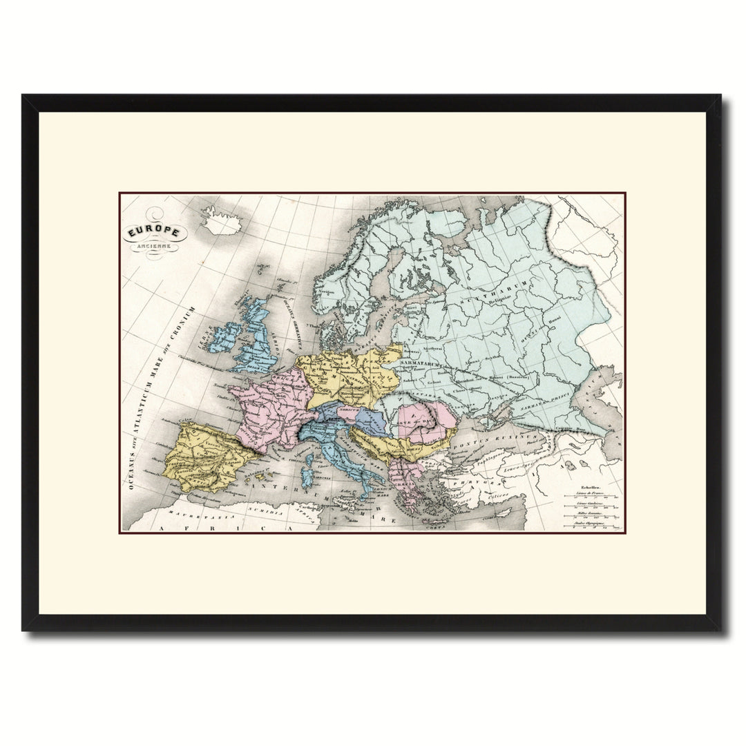 Ancient Europe Vintage Antique Map Wall Art  Gift Ideas Canvas Print Custom Picture Frame Image 1