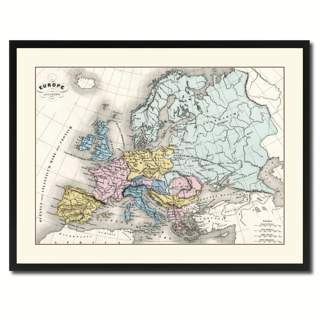 Ancient Europe Vintage Antique Map Wall Art  Gift Ideas Canvas Print Custom Picture Frame Image 3