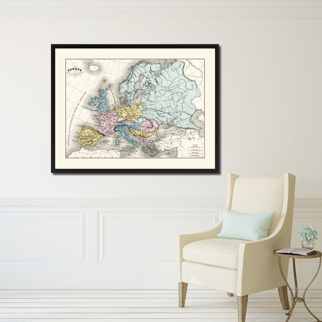 Ancient Europe Vintage Antique Map Wall Art  Gift Ideas Canvas Print Custom Picture Frame Image 5