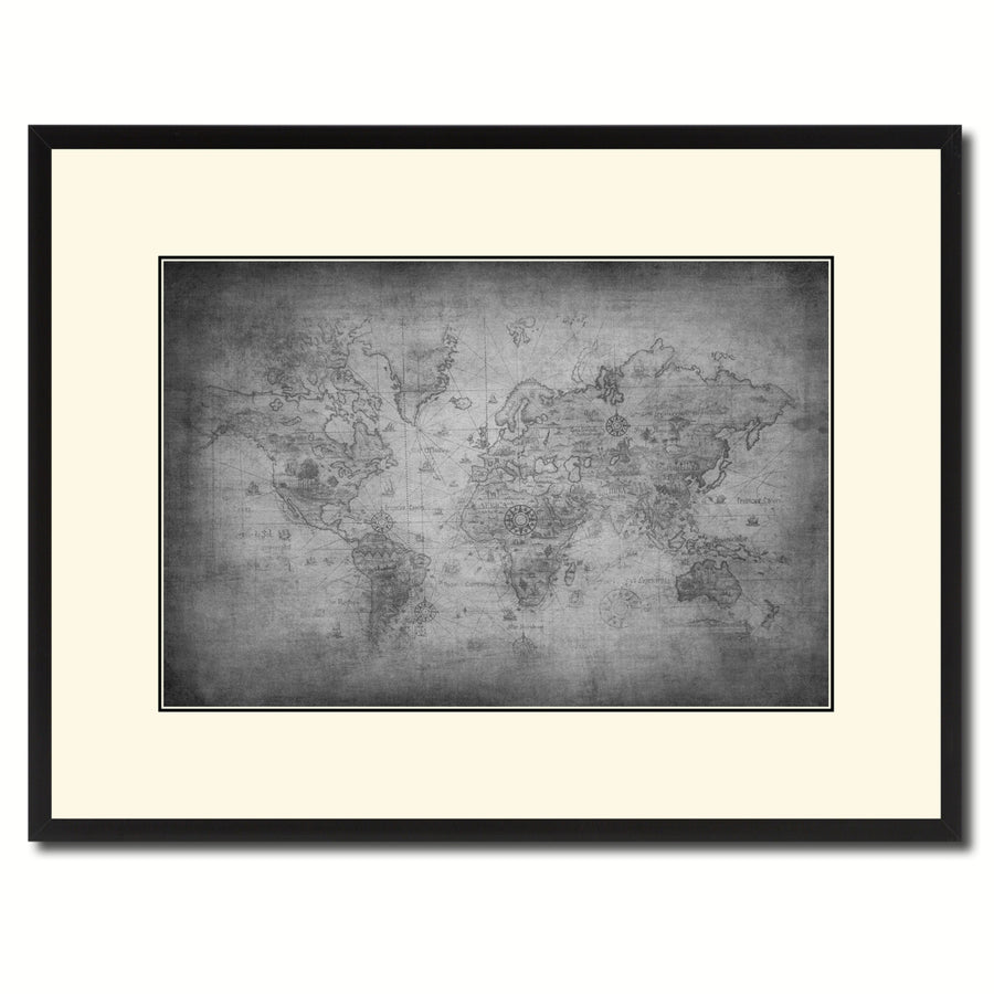 Ancient World Vintage BandW Map Canvas Print with Picture Frame  Wall Art Gift Ideas Image 1