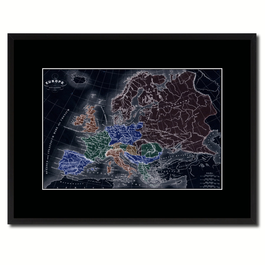 Ancient Europe Vintage Vivid Color Map Canvas Print with Picture Frame  Wall Art Office Decoration Gift Ideas Image 1