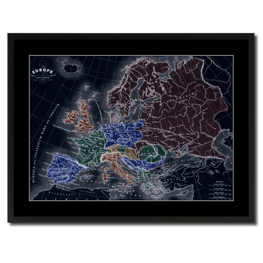 Ancient Europe Vintage Vivid Color Map Canvas Print with Picture Frame  Wall Art Office Decoration Gift Ideas Image 3