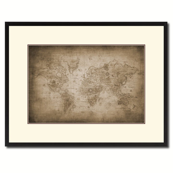 Ancient World Vintage Sepia Map Canvas Print with Picture Frame Gifts  Wall Art Decoration Image 1