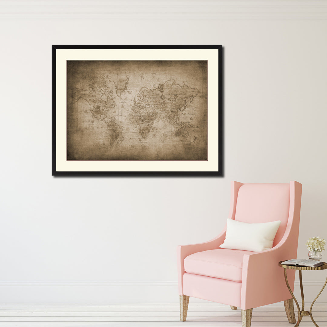 Ancient World Vintage Sepia Map Canvas Print with Picture Frame Gifts  Wall Art Decoration Image 2