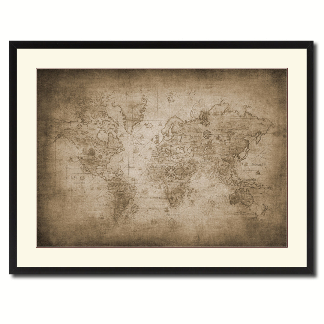 Ancient World Vintage Sepia Map Canvas Print with Picture Frame Gifts  Wall Art Decoration Image 3