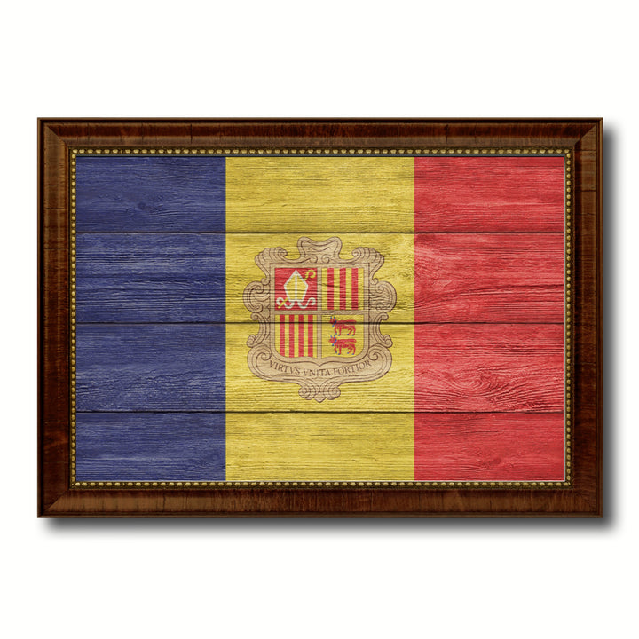 Andorra Country Flag Texture Canvas Print with Custom Frame  Gift Ideas Wall Decoration Image 1