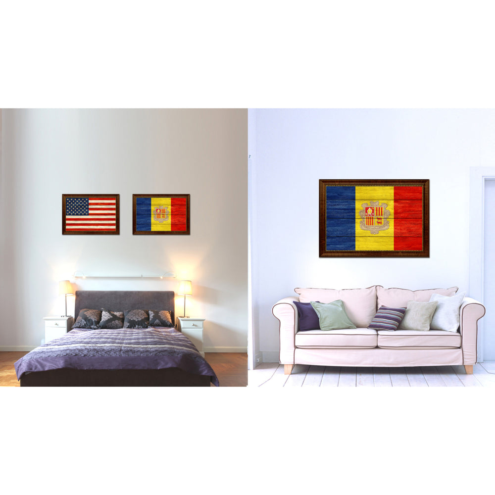 Andorra Country Flag Texture Canvas Print with Custom Frame  Gift Ideas Wall Decoration Image 2