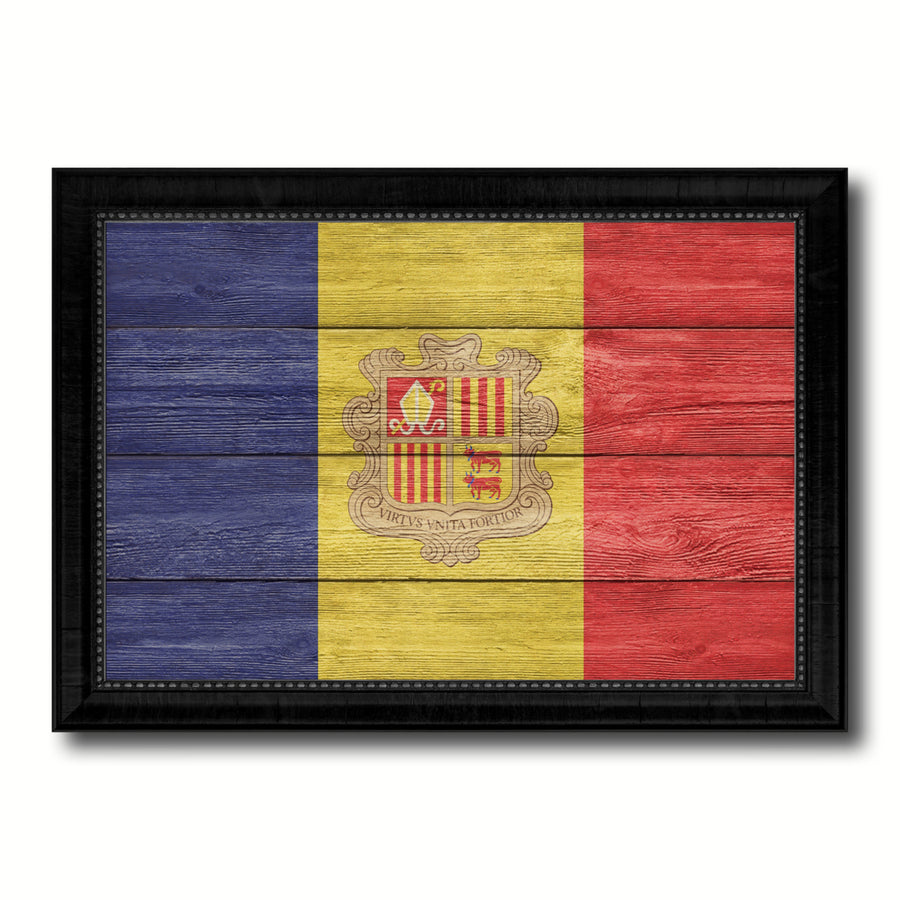 Andorra Country Flag Texture Canvas Print with Picture Frame  Wall Art Gift Ideas Image 1