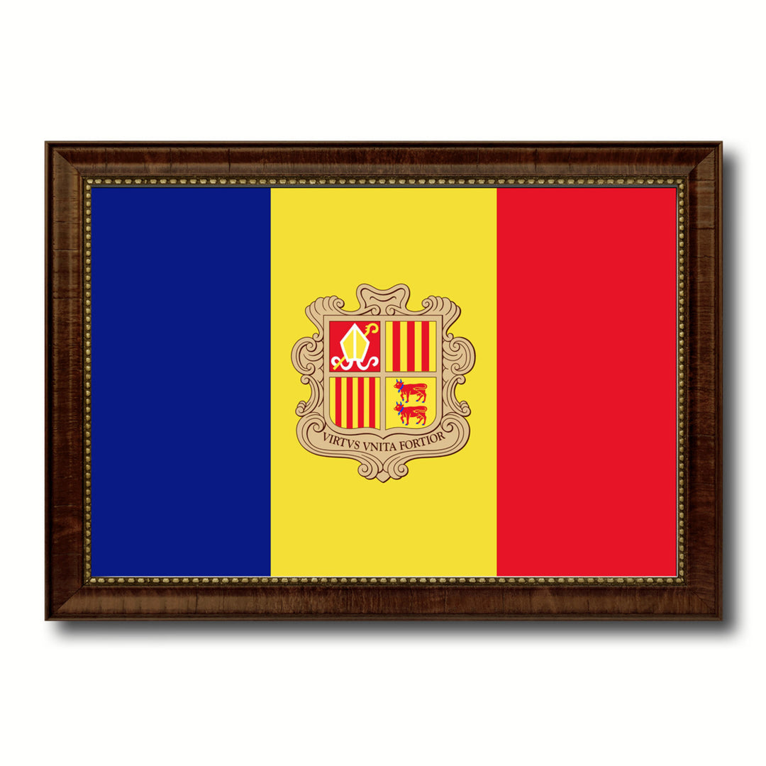 Andorra Country Flag Canvas Print with Picture Frame  Gifts Wall Image 1