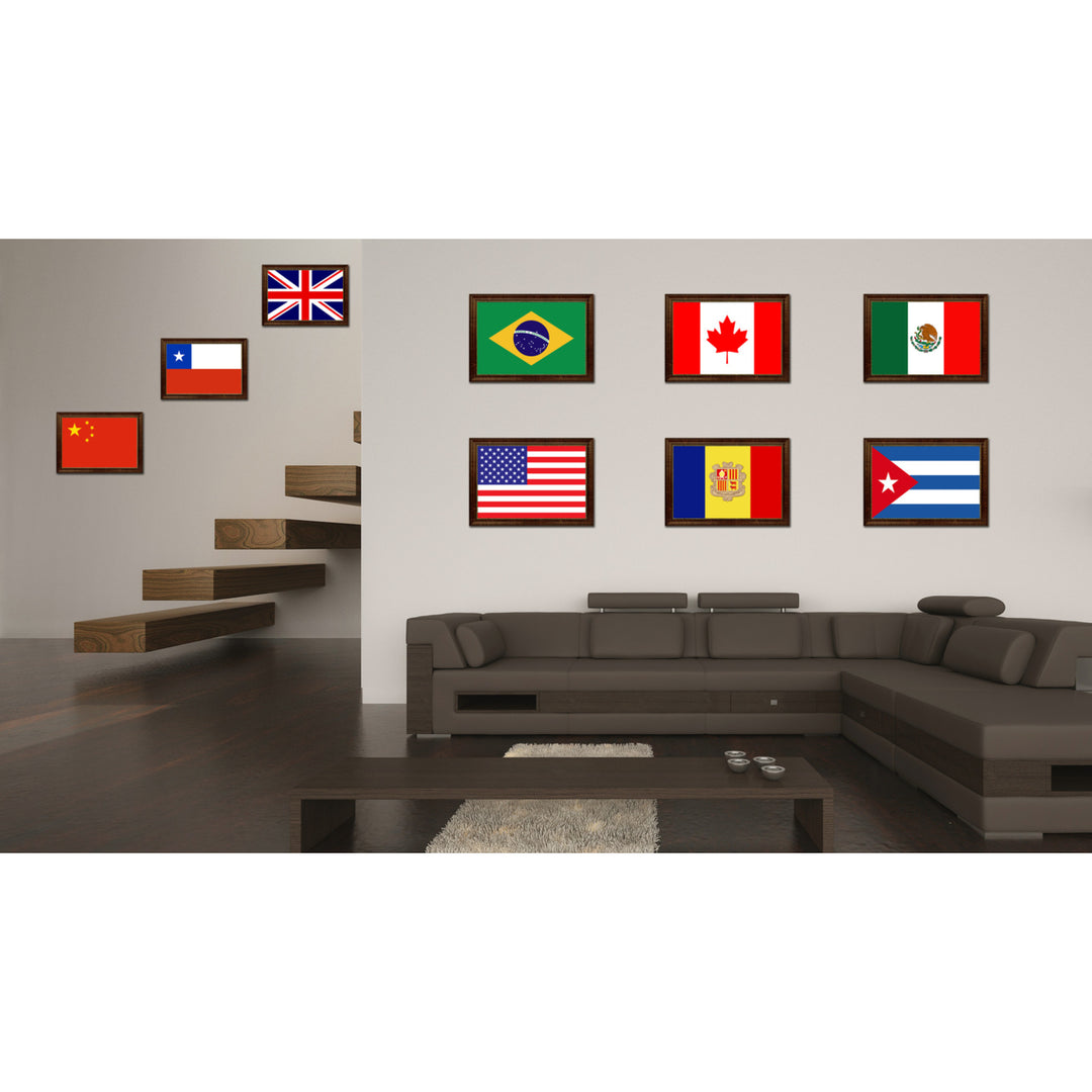 Andorra Country Flag Canvas Print with Picture Frame  Gifts Wall Image 3