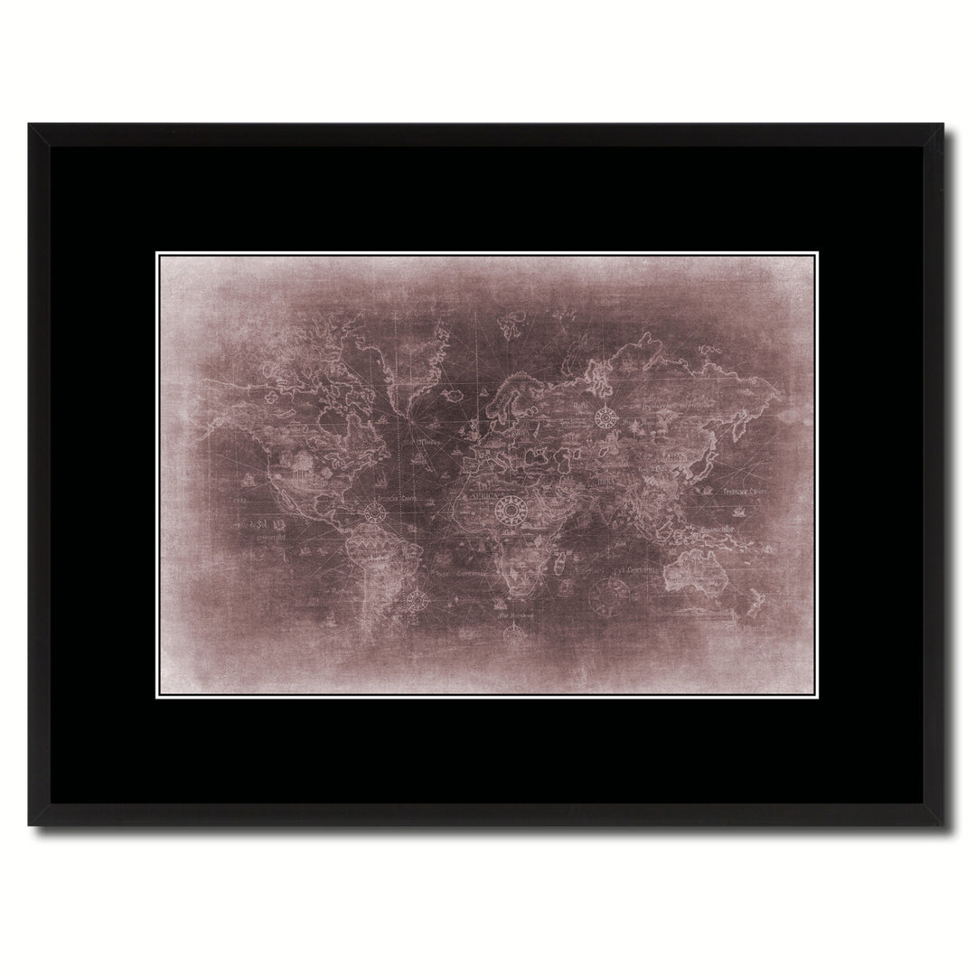 Ancient World Vintage Vivid Sepia Map Canvas Print with Picture Frame  Wall Art Decoration Gifts Image 1