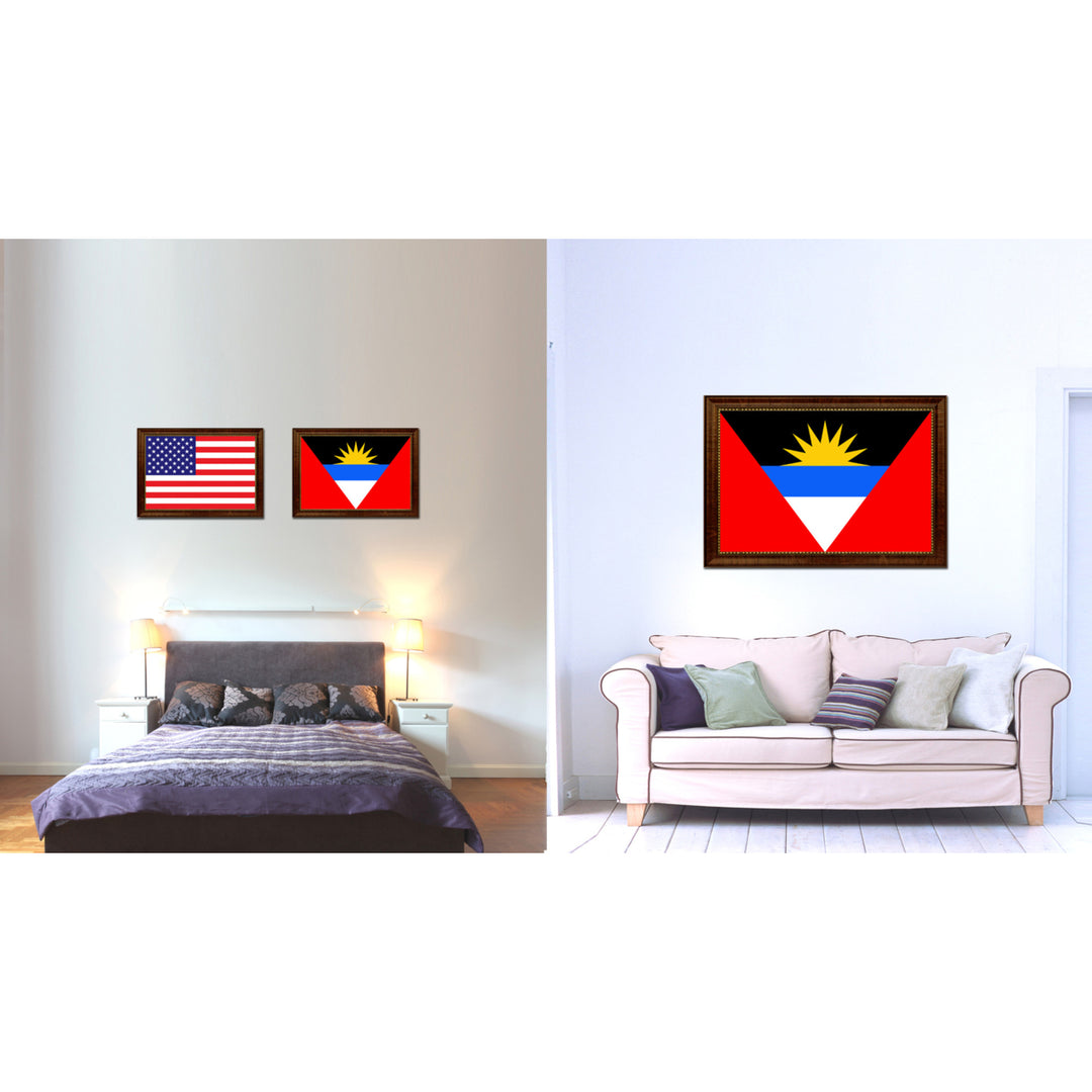 Antigua Barbuda Country Flag Canvas Print with Picture Frame  Gifts Wall Image 2