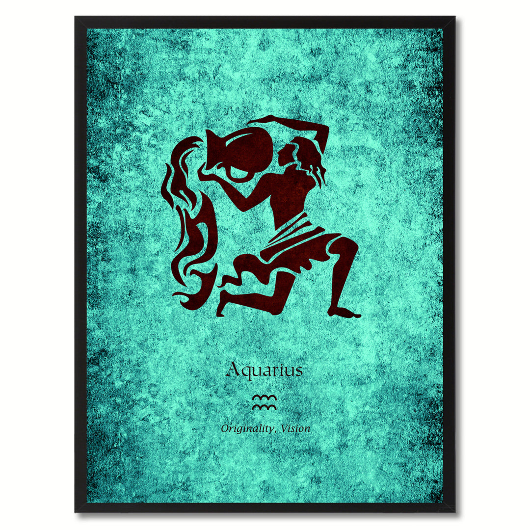 Aquarius Horoscope Astrology Canvas Print with Picture Frame  Wall Art Gift Image 1