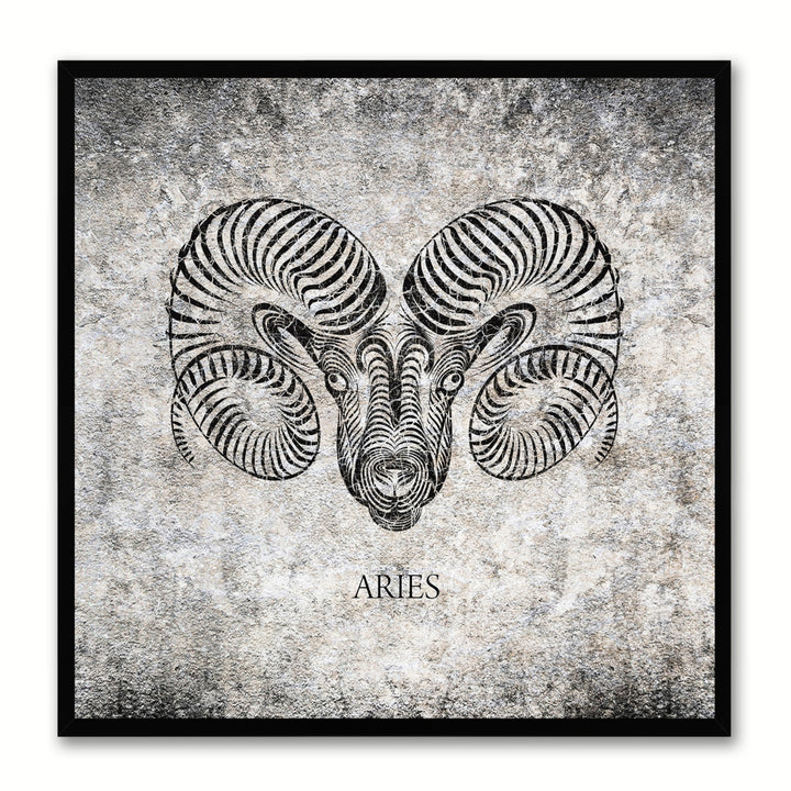 Aries Horoscope Black Canvas Print with Black Custom Frame Image 1