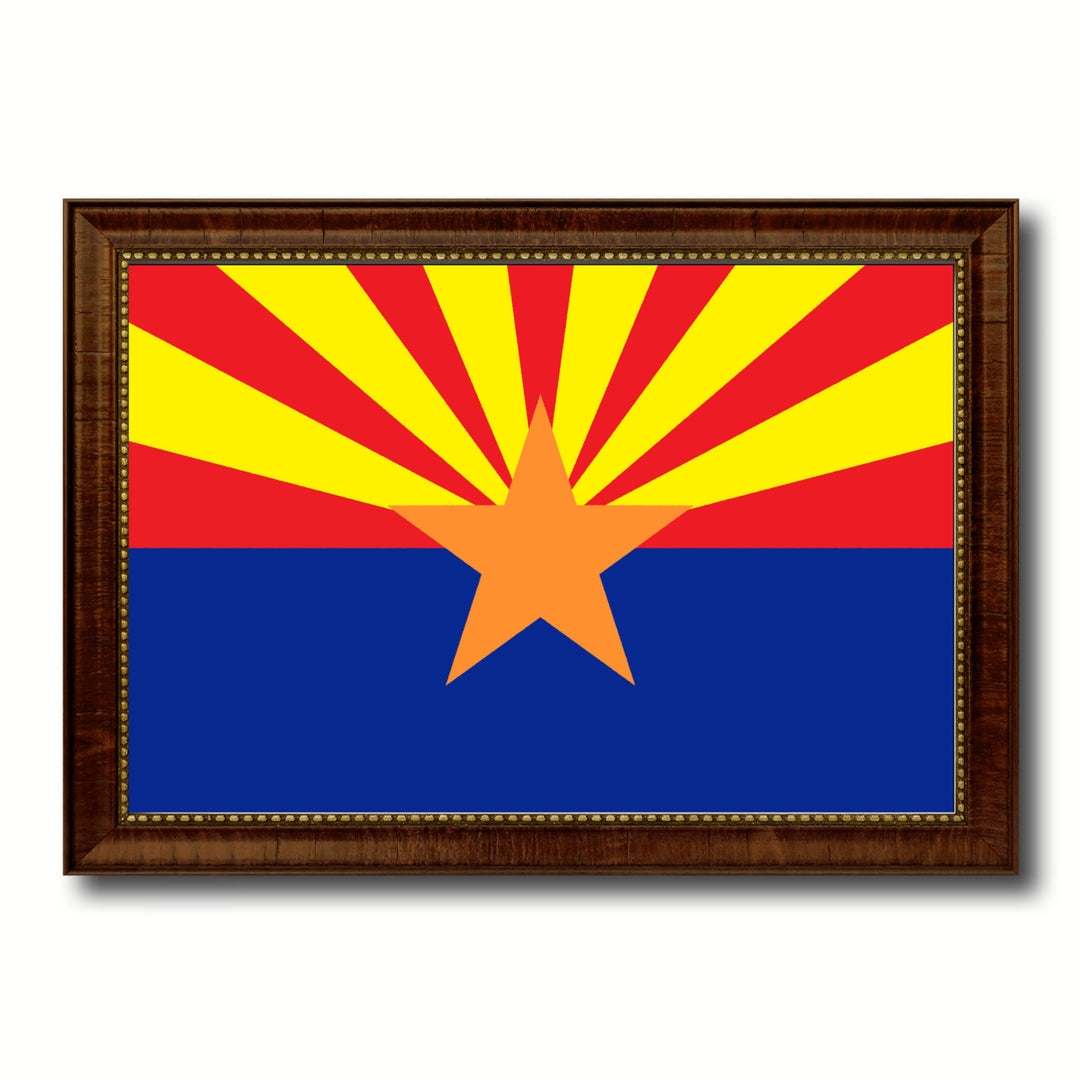 Arizona State Flag Brown Framed Canvas Print Gift Ideas  Wall Art Decoration 6116 Image 1