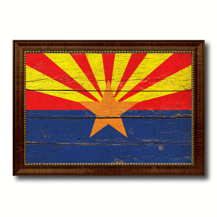 Arizona State Vintage Flag Brown Framed Canvas Print Gift Ideas  Wall Art Decoration 6010 Image 1