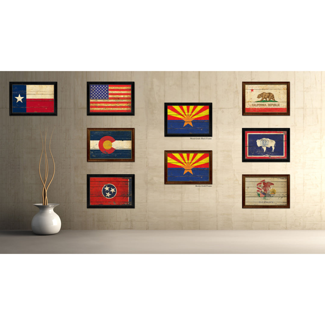 Arizona State Vintage Flag Brown Framed Canvas Print Gift Ideas  Wall Art Decoration 6010 Image 3