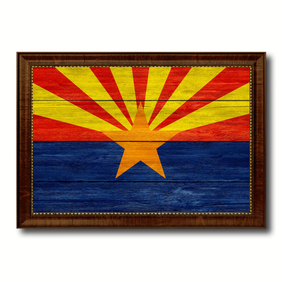 Arizona State Texture Flag Brown Framed Canvas Print Gift Ideas  Wall Art Decoration 6065 Image 1