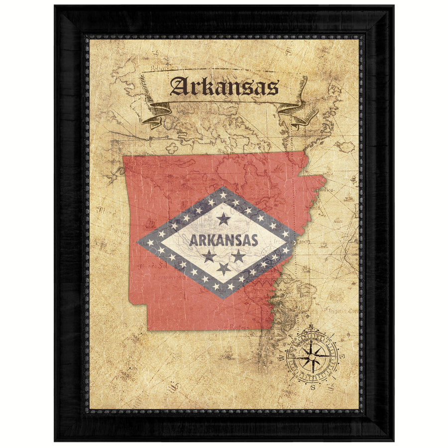 Arizona State Flag  Vintage Map Canvas Print with Picture Frame  Wall Art Decoration Gift Ideas Image 1