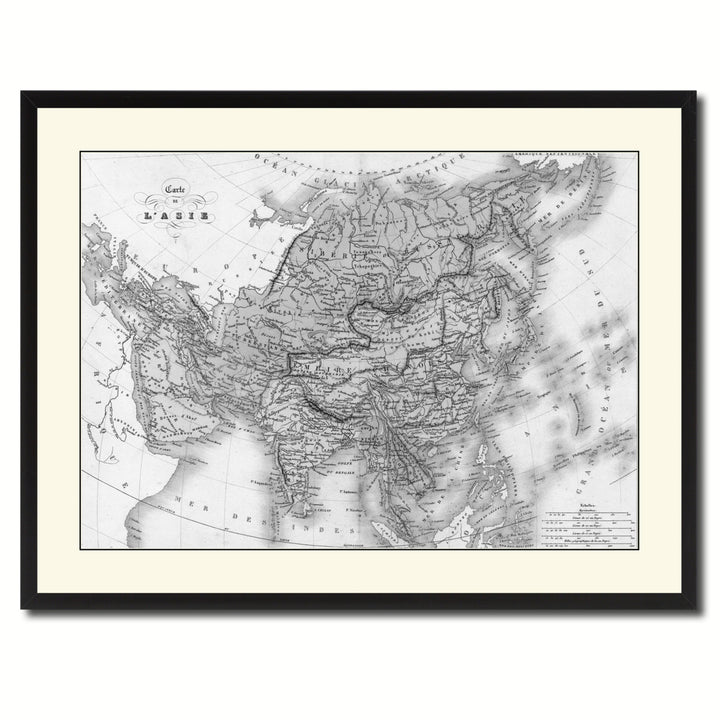 Asia Vintage BandW Map Canvas Print with Picture Frame  Wall Art Gift Ideas Image 3