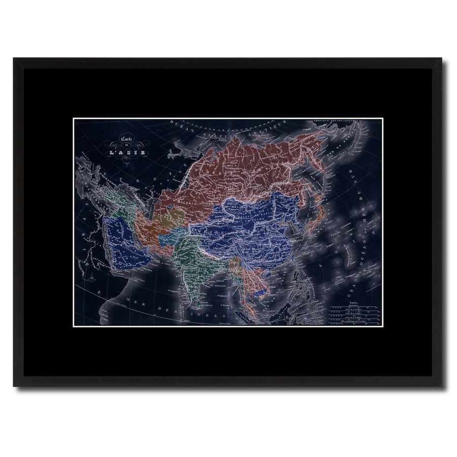 Asia Vintage Vivid Color Map Canvas Print with Picture Frame  Wall Art Office Decoration Gift Ideas Image 1