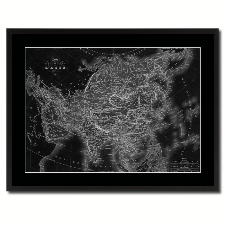 Asia Vintage Monochrome Map Canvas Print with Gifts Picture Frame  Wall Art Image 3