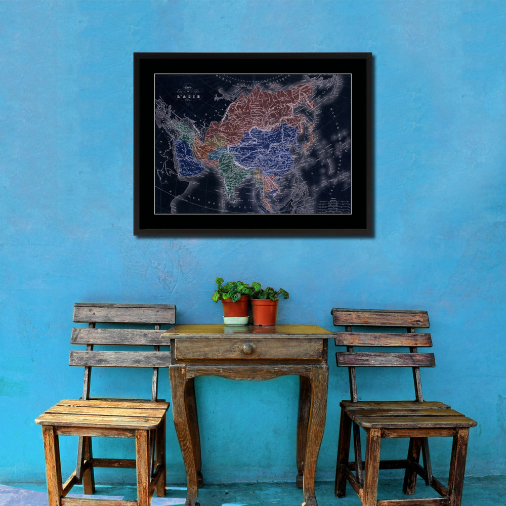 Asia Vintage Vivid Color Map Canvas Print with Picture Frame  Wall Art Office Decoration Gift Ideas Image 2
