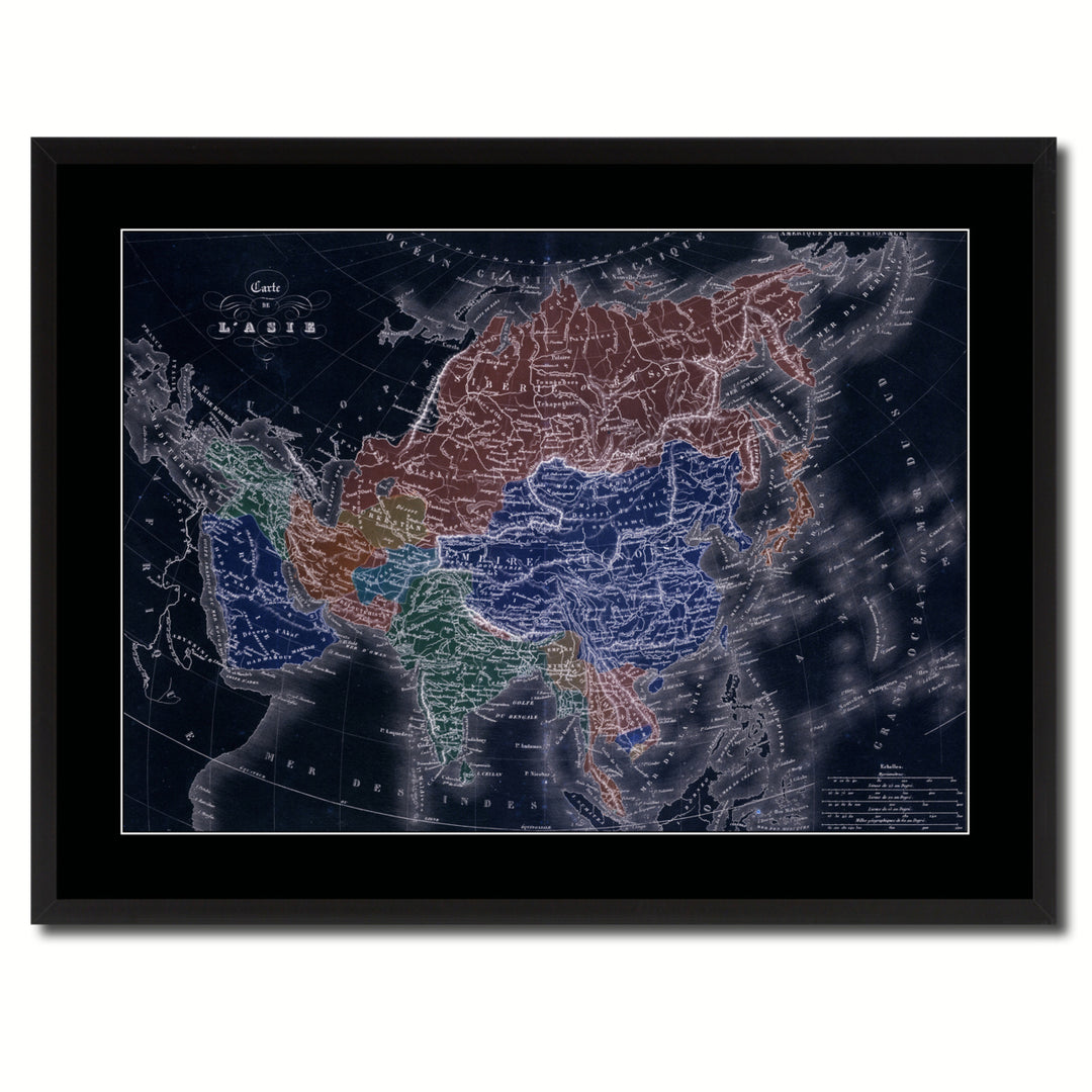 Asia Vintage Vivid Color Map Canvas Print with Picture Frame  Wall Art Office Decoration Gift Ideas Image 3