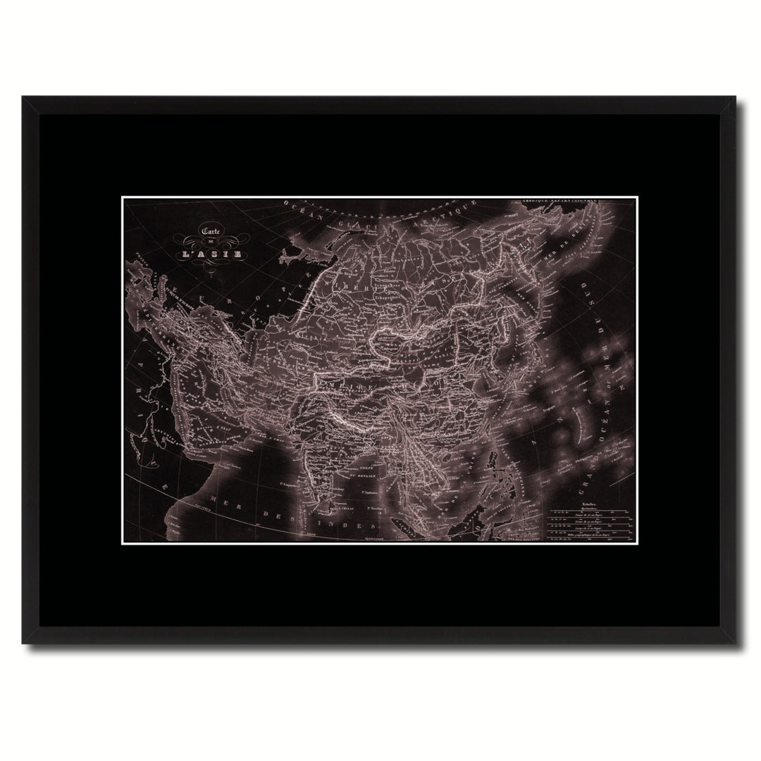 Asia Vintage Vivid Sepia Map Canvas Print with Picture Frame  Wall Art Decoration Gifts Image 1