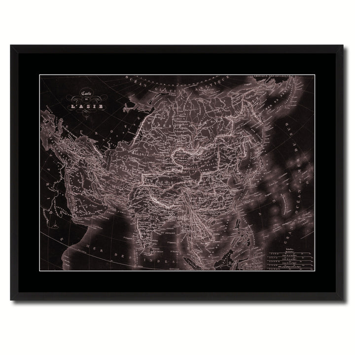 Asia Vintage Vivid Sepia Map Canvas Print with Picture Frame  Wall Art Decoration Gifts Image 3