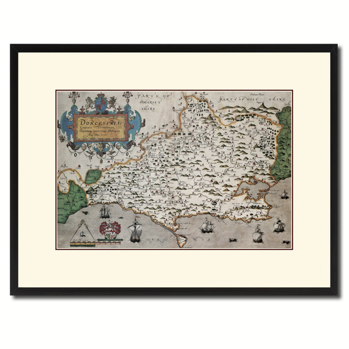 Atlas Of England and Wales Vintage Antique Map Canvas Print with Picture Frame  Wall Art Gift Ideas Image 1