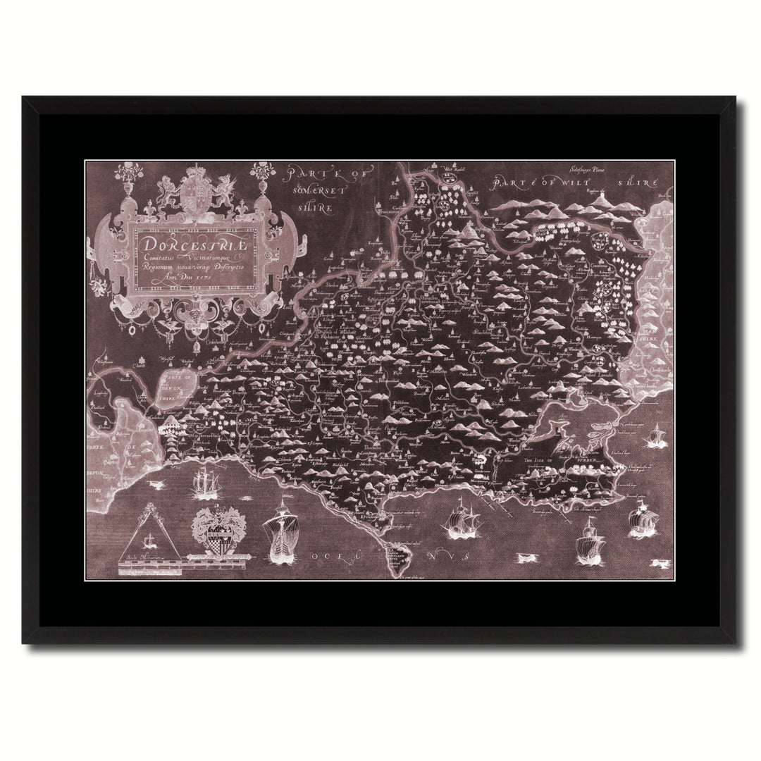 Atlas Of England and Wales Vintage Vivid Sepia Map Canvas Print with Picture Frame  Wall Art Decoration Gifts Image 3