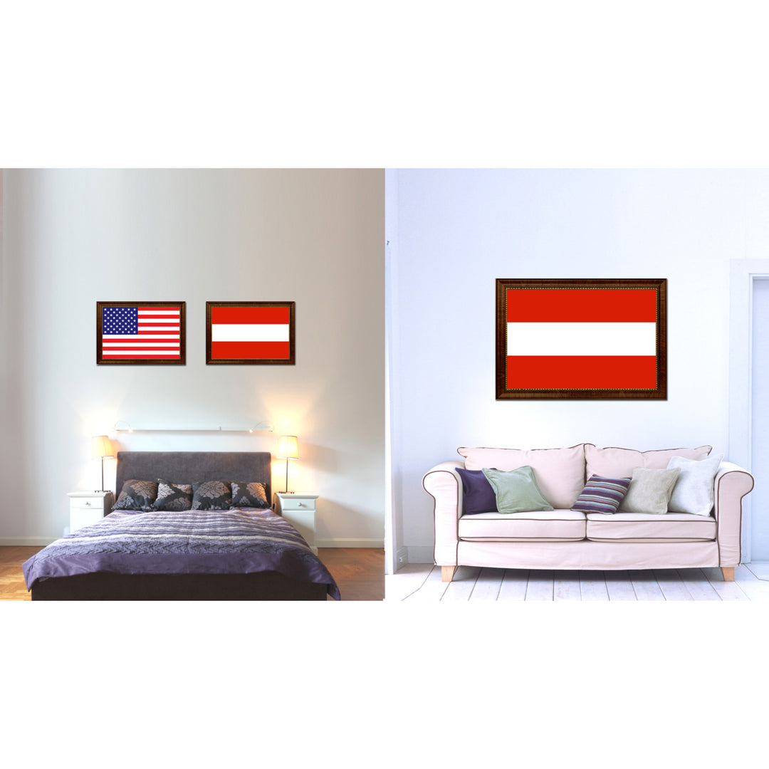 Austria Country Flag Canvas Print with Picture Frame  Gifts Wall Image 2