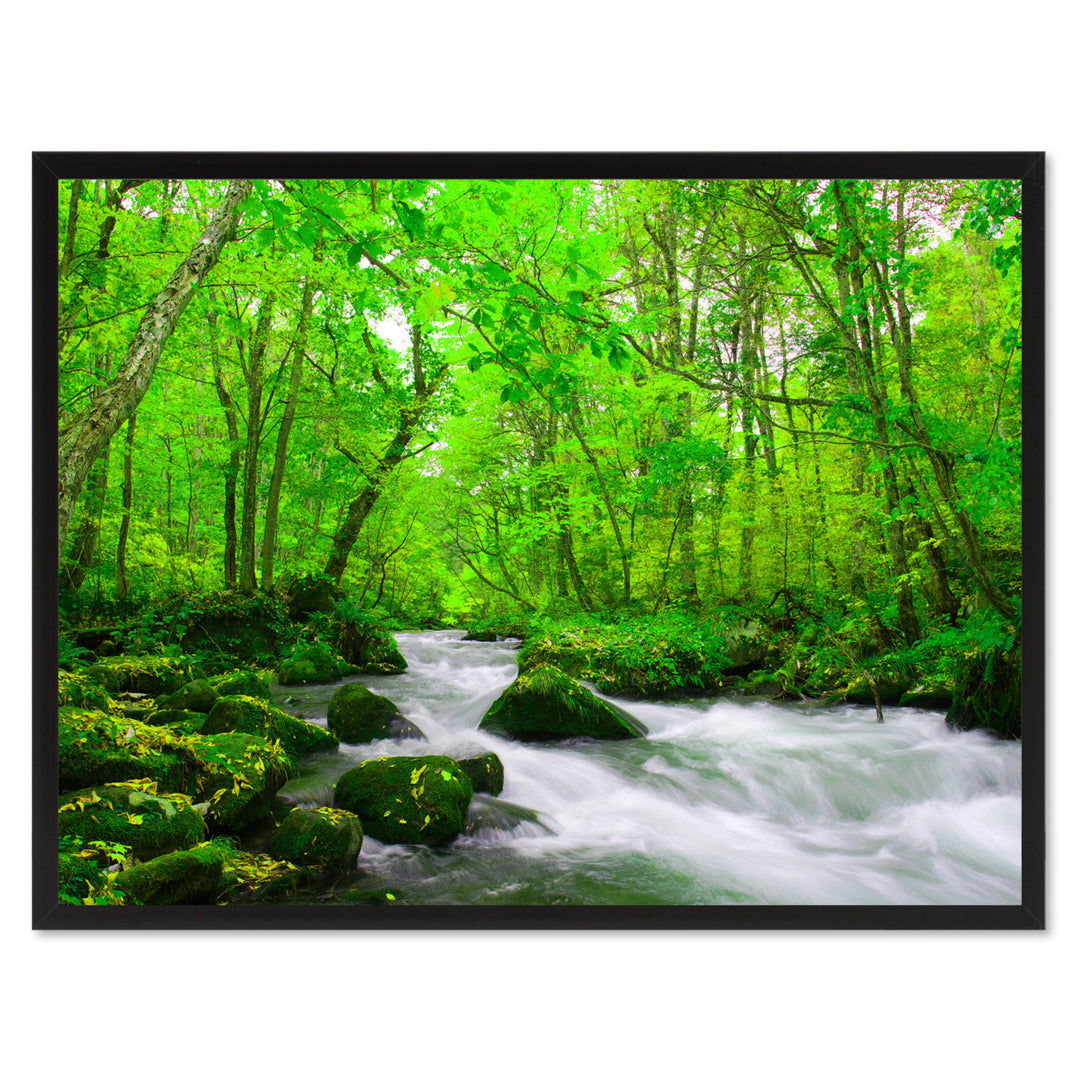 Autumn Stream Green Landscape Photo Canvas Print Pictures Frames  Wall Art Gifts Image 1