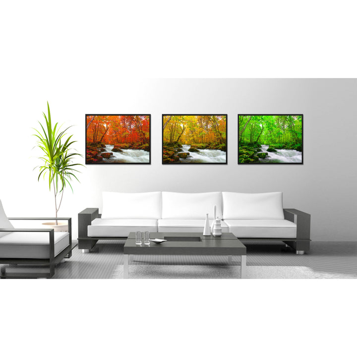 Autumn Stream Green Landscape Photo Canvas Print Pictures Frames  Wall Art Gifts Image 2