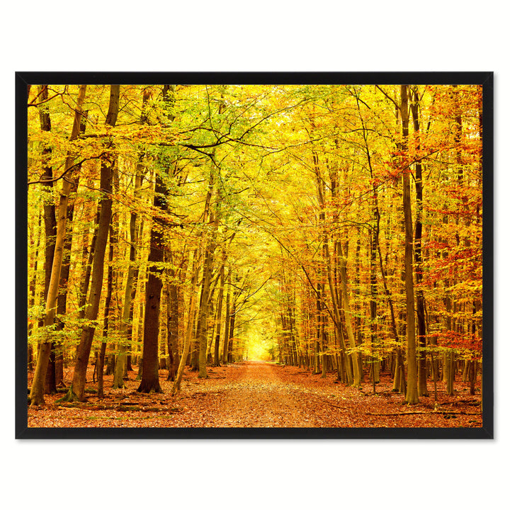 Autumn Road Yellow Landscape Photo Canvas Print Pictures Frames  Wall Art Gifts Image 1