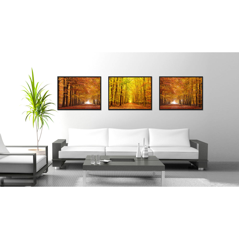 Autumn Road Yellow Landscape Photo Canvas Print Pictures Frames  Wall Art Gifts Image 2