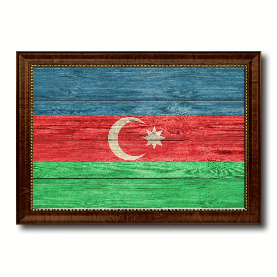 Azerbaijan Country Flag Texture Canvas Print with Custom Picture Frame  Wall Decoration Art Image 1