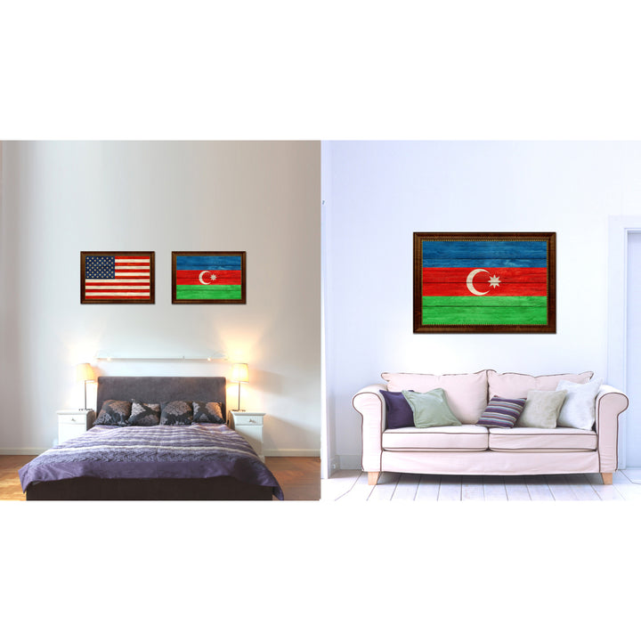Azerbaijan Country Flag Texture Canvas Print with Custom Picture Frame  Wall Decoration Art Image 2
