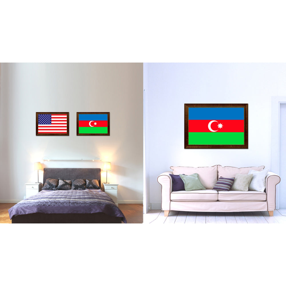 Azerbaijan Country Flag Canvas Print with Picture Frame  Gifts Wall Image 2