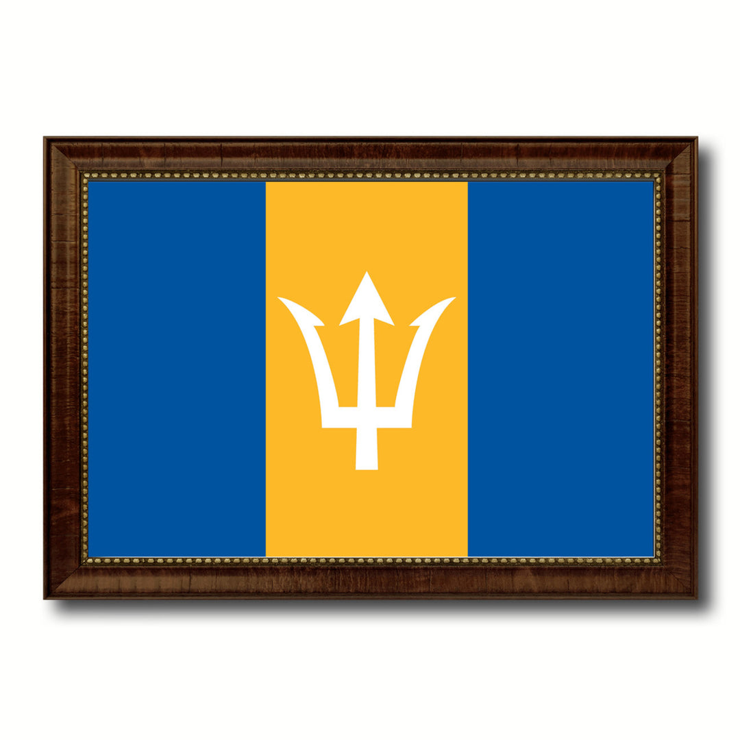 Barbados Country Flag Canvas Print with Picture Frame  Gifts Wall Image 1