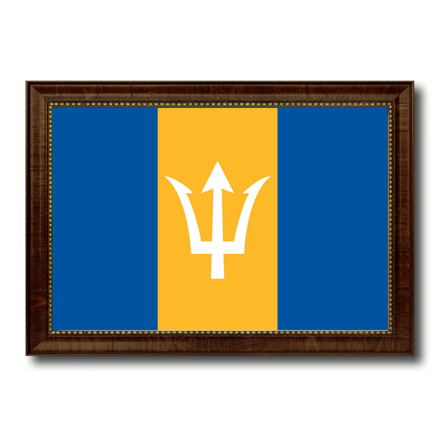 Barbados Country Flag Canvas Print with Picture Frame  Gifts Wall Image 1