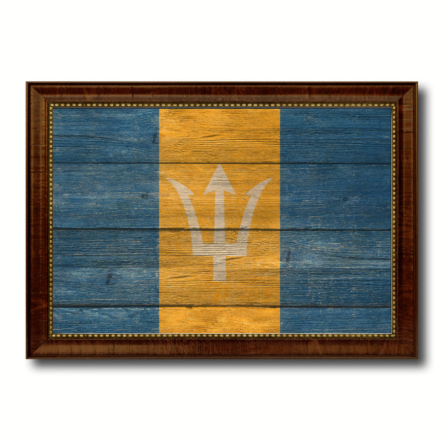 Barbados Country Flag Texture Canvas Print with Custom Frame  Gift Ideas Wall Decoration Image 1