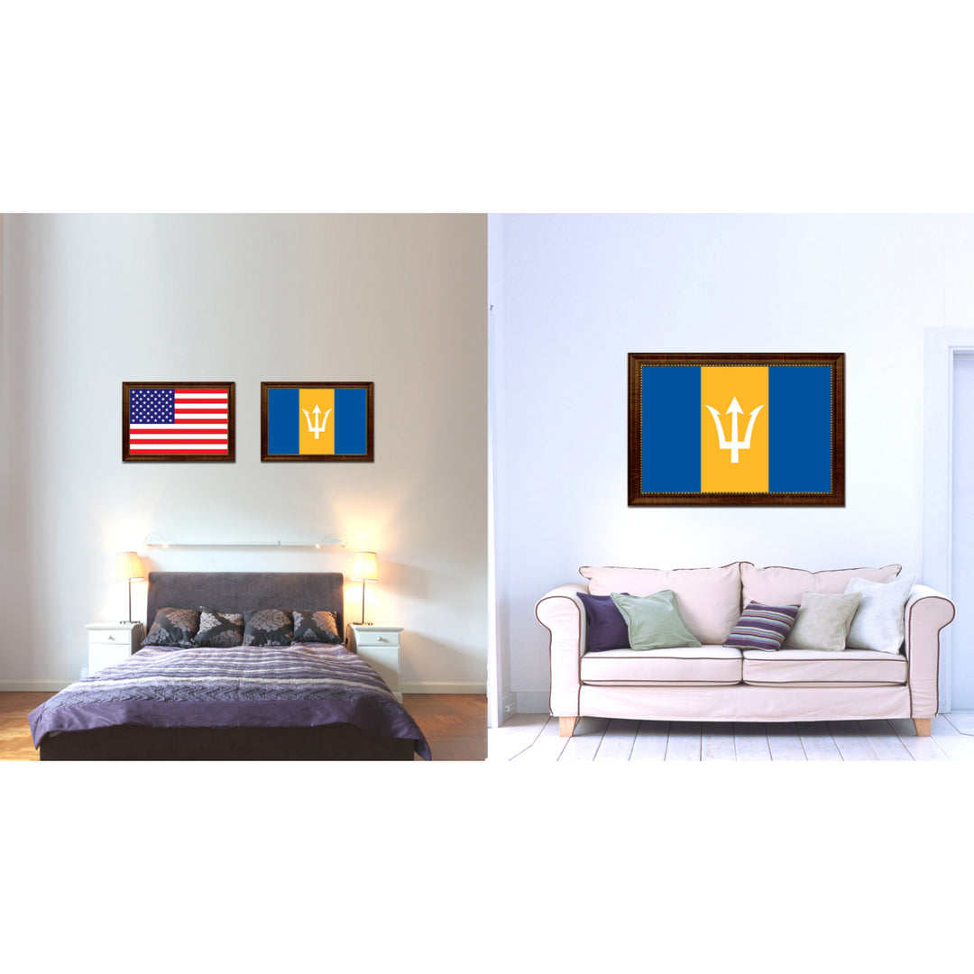 Barbados Country Flag Canvas Print with Picture Frame  Gifts Wall Image 2