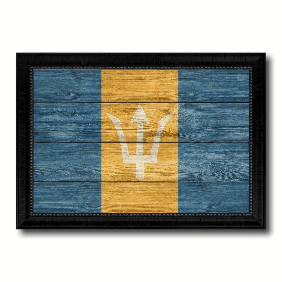 Barbados Country Flag Texture Canvas Print with Picture Frame  Wall Art Gift Ideas Image 1