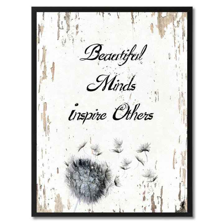 Beautiful Minds Inspire Others Saying Motivation Saying Canvas Print with Picture Frame  Wall Art Gifts Image 1
