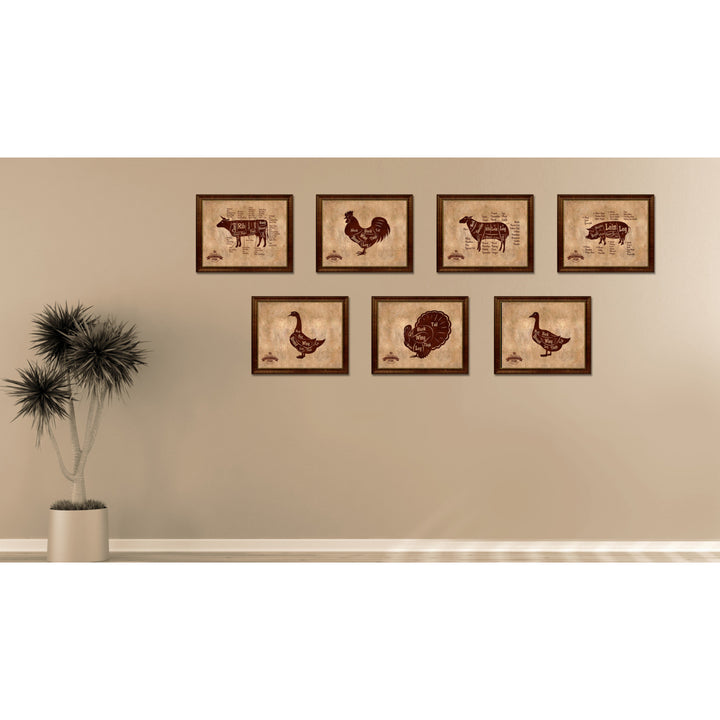 Beef Meat Cow Cuts Butchers Chart Canvas Print with Picture Frame  Wall Art Gifts Image 4